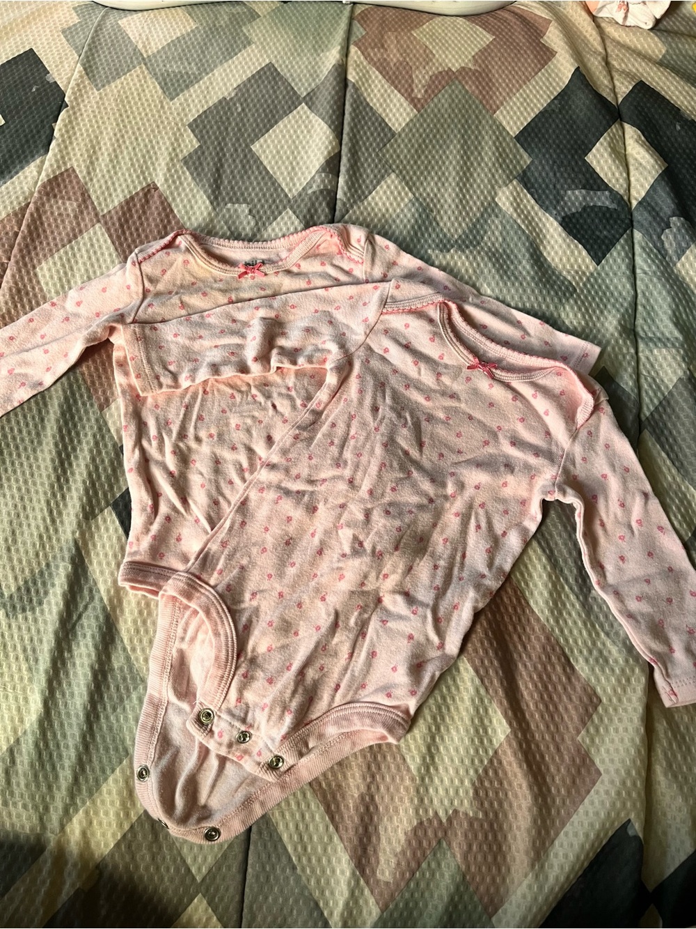 child of mine Pink Long-Sleeve Heart Print Bodysuits (Pair)